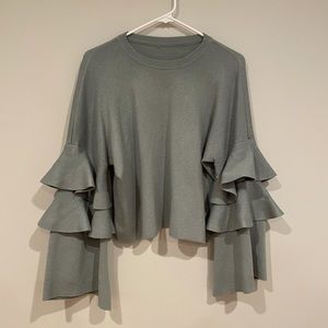 Sage green bell sleeve top